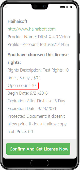 Open Count License Settings