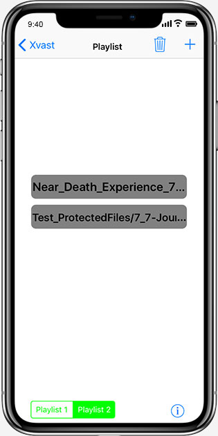 Playlist in Xvast for iOS