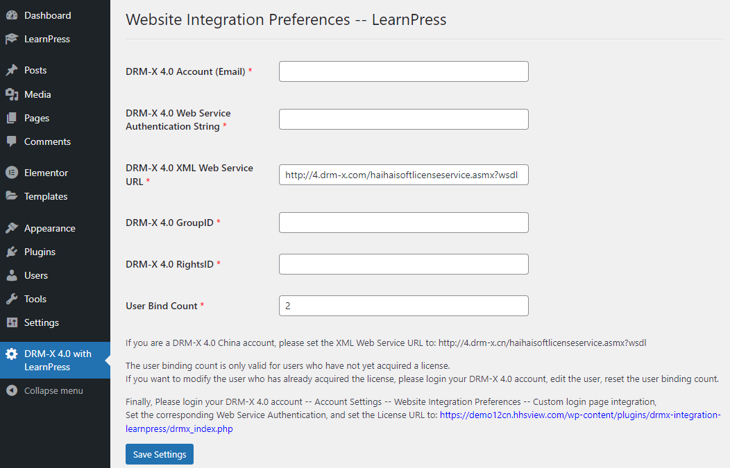 LearnPress Plugin Settings